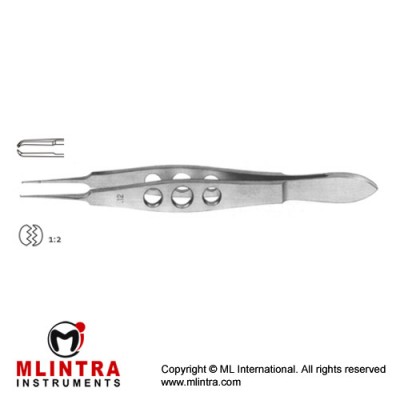 Castroviejo Suture Tying Forcep 1 x 2 Teeth with Tying Platform Stainless Steel, 11 cm - 4 1/4" Tip Size 0.5 mm